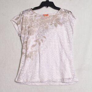Heart of Palm Women's Sheer Blouse w/Tank Size Petite Small White